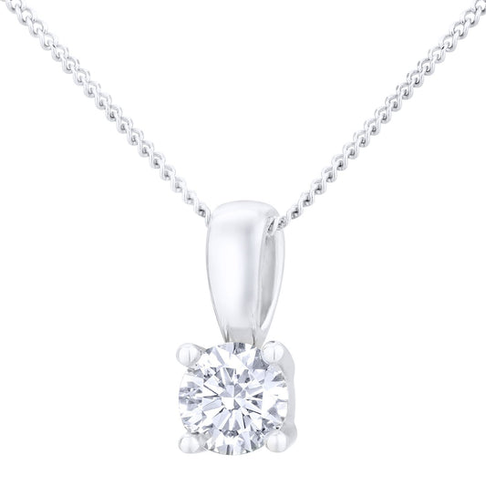 18ct White Gold 1/3ct Diamond Solitaire Pendant Necklace 18 inch - PP0AXL2021W18HSI