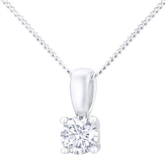 18ct White Gold 1/3ct Diamond Solitaire Pendant Necklace 18 inch - PP0AXL2021W18JPK