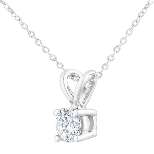 9ct White Gold 1/4ct Diamond Solitaire Pendant Necklace 18 inch - PP0AXL2030W