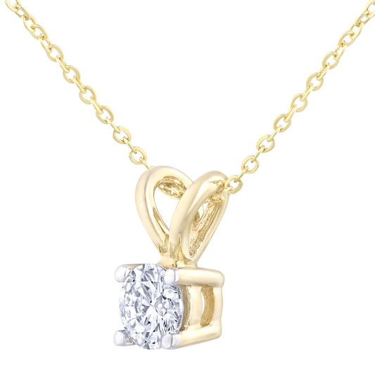 9ct Gold Round 1/4ct Diamond Solitaire Pendant Necklace 18 inch - PP0AXL2030Y