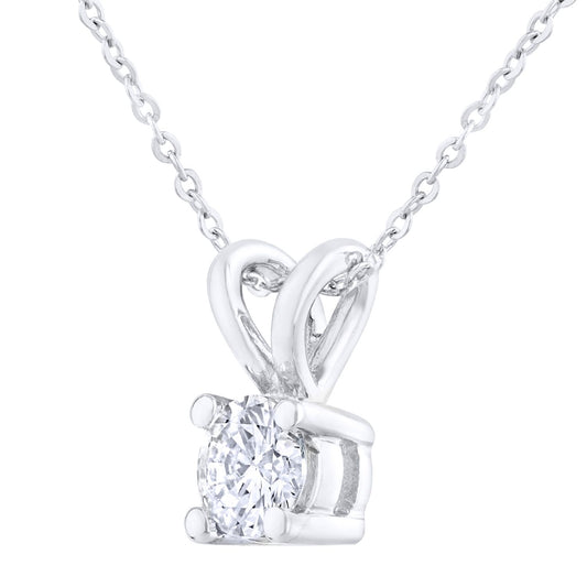 9ct White Gold 1/3ct Diamond Solitaire Pendant Necklace 18 inch - PP0AXL2031W