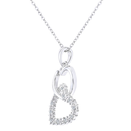 9ct White Gold Round 5pts Diamond Heart Pendant Necklace 18 inch - PP0AXL3172W