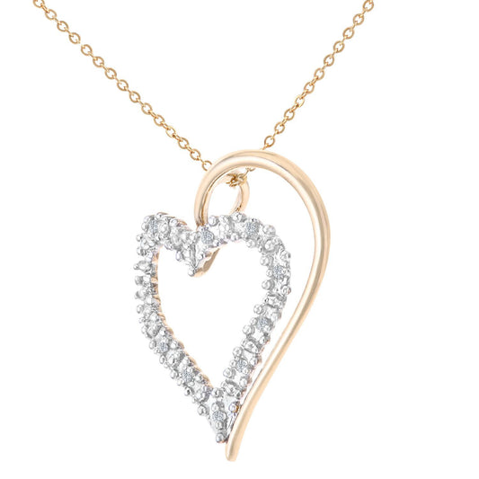 9ct Gold Round 5pts Diamond Heart Pendant Necklace 18 inch - PP0AXL3175Y