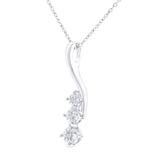 9ct White Gold 1.5pts Diamond Trilogy Pendant Necklace 18 inch - PP0AXL3484W