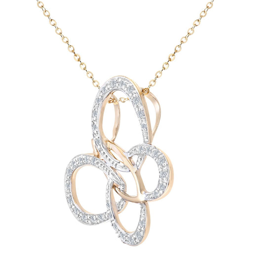 9ct Gold Round 15pts Diamond Butterfly Pendant Necklace 18 inch - PP0AXL3565Y