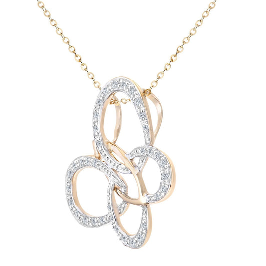 9ct Gold Round 15pts Diamond Butterfly Pendant Necklace 18 inch - PP0AXL3565Y