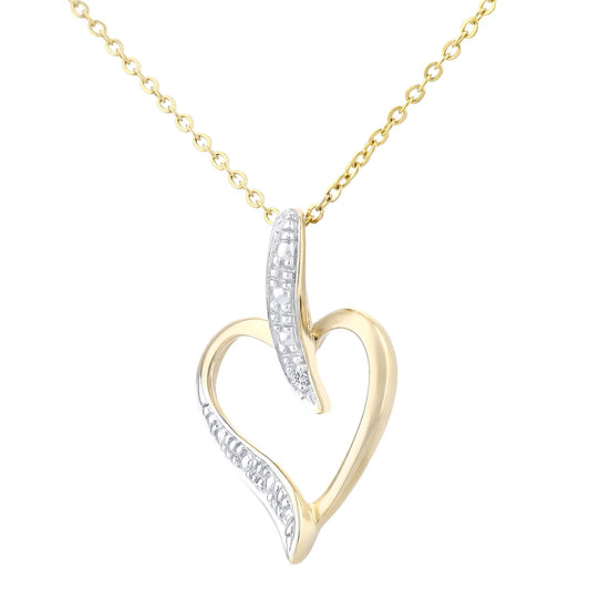 9ct Gold Round 0.5pts Diamond Heart Pendant Necklace 18 inch - PP0AXL3816Y