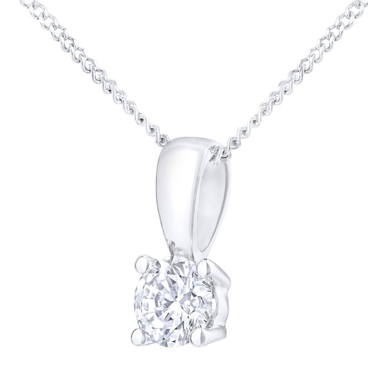 18ct White Gold 1/4ct Diamond Solitaire Pendant Necklace 18 inch - PP0AXL4203W18HSI