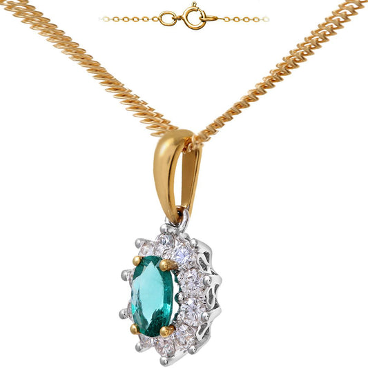 18ct Gold Round 0.35ct Diamond Cluster Pendant Necklace 18 inch - PP0AXL4379YEM