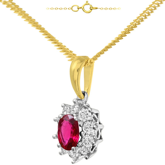 18ct Gold Round 0.35ct Diamond Cluster Pendant Necklace 18 inch - PP0AXL4379YRU