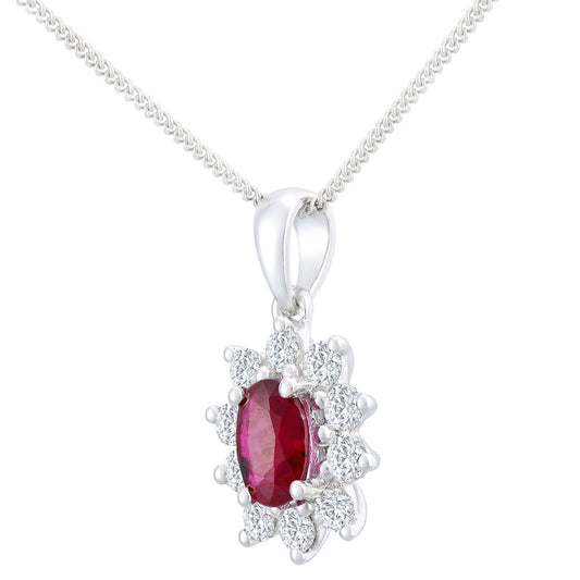 18ct White Gold 1/3ct Diamond Cluster Pendant Necklace 18 inch - PP0AXL4387WRU