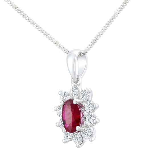 18ct White Gold 1/3ct Diamond Cluster Pendant Necklace 18 inch - PP0AXL4387WRU