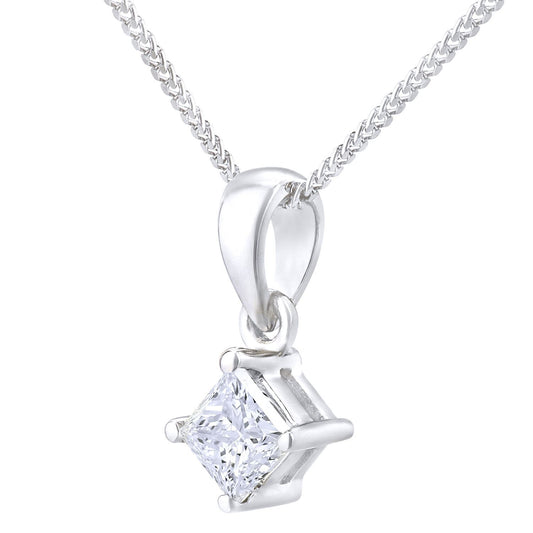 Platinum Princess 1/4ct Diamond Solitaire Pendant Necklace 18" - PP0AXL4835PTJPK