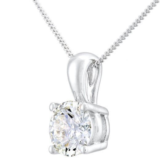 Platinum Round 1.5ct Diamond Solitaire Pendant Necklace 18 inch - PP0AXL4969PTJPK