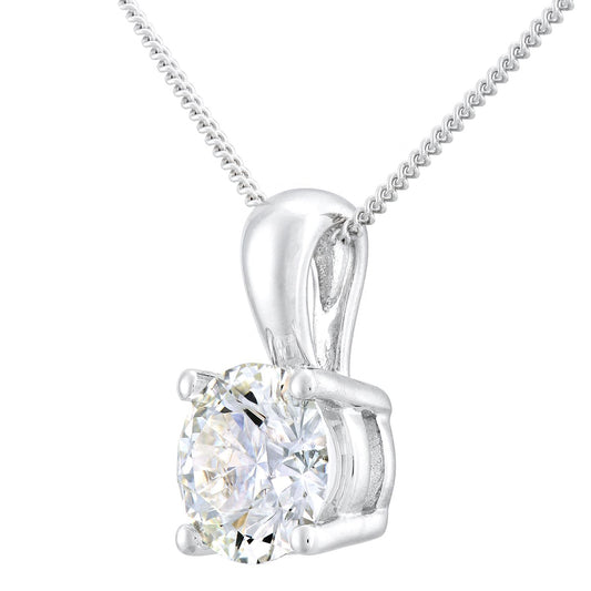 18ct White Gold 1.5ct Diamond Solitaire Pendant Necklace 18 inch - PP0AXL4969W18JPK