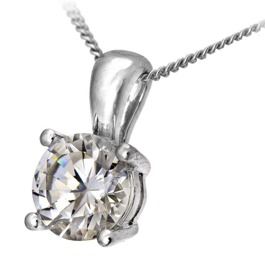 Platinum Round 2ct Diamond Solitaire Pendant Necklace 18 inch - PP0AXL4970PTJPK