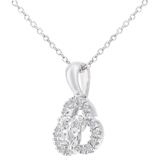 9ct White Gold Diamond Twisted Pretzel Trilogy Rings Necklace 18" - PP0AXL5922W