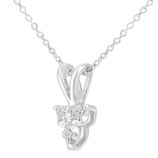 9ct White Gold 2pts Diamond Trilogy Pendant Necklace 18 inch - PP0AXL5927W