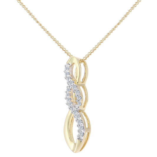 18ct Gold Round 8pts Diamond Infinity Pendant Necklace 18 inch - PP0AXL5937Y18