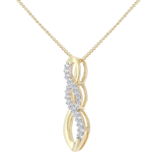 18ct Gold Round 8pts Diamond Infinity Pendant Necklace 18 inch - PP0AXL5937Y18