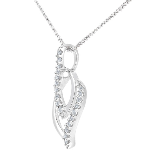 18ct White Gold 10pts Diamond Almond Waves Wishbone Necklace 18" - PP0AXL5938W18