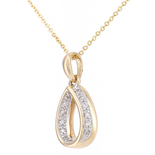 9ct Gold Round 5pts Diamond Teardrop Pendant Necklace 18 inch - PP0AXL5944Y