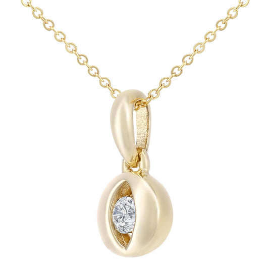 9ct Gold 8pts Diamond Solitaire Eye Pendant Necklace 18 inch - PP0AXL5946Y