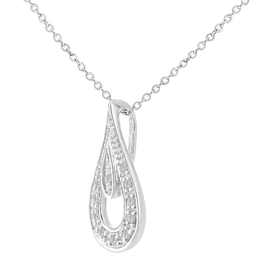 9ct White Gold 5pts Diamond Teardrop Pendant Necklace 18 inch - PP0AXL5954W