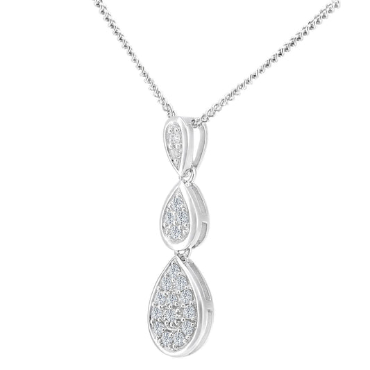 18ct White Gold 19pts Diamond Trilogy Pendant Necklace 18 inch - PP0AXL5956W18