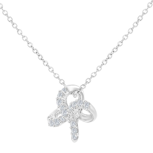 9ct White Gold Round 8pts Diamond Flower Pendant Necklace 18 inch - PP0AXL5958W
