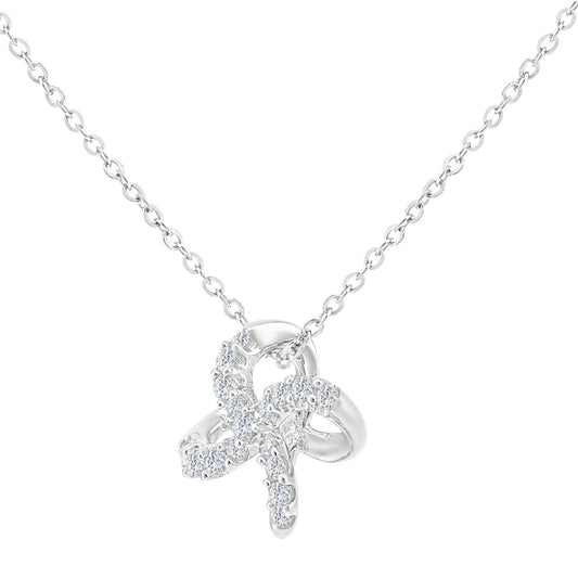 9ct White Gold Round 8pts Diamond Flower Pendant Necklace 18 inch - PP0AXL5958W