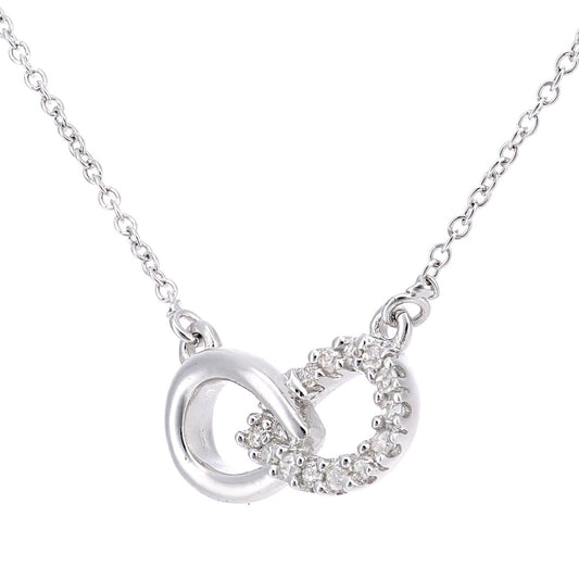 9ct White Gold Round 5pts Diamond Infinity Charm Necklace 18 inch - PP0AXL5967W