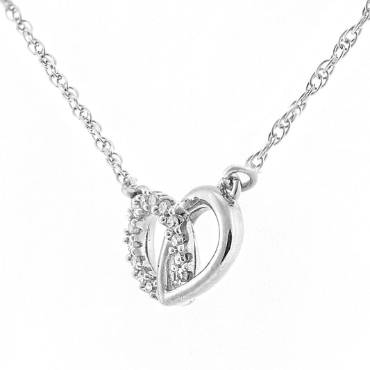 9ct White Gold 5pts Diamond Heart Infinity Charm Necklace 18 inch - PP0AXL5968W