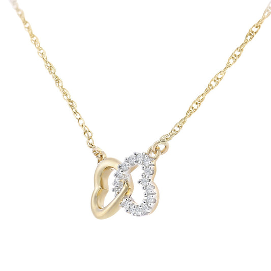 9ct Gold Round 7pts Diamond Heart Infinity Charm Necklace 18 inch - PP0AXL5969Y