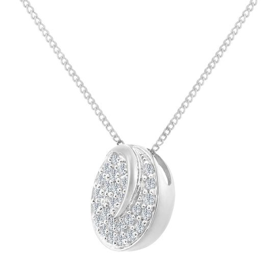 18ct White Gold 0.28ct Diamond Circle Pendant Necklace 18 inch - PP0AXL5978W18
