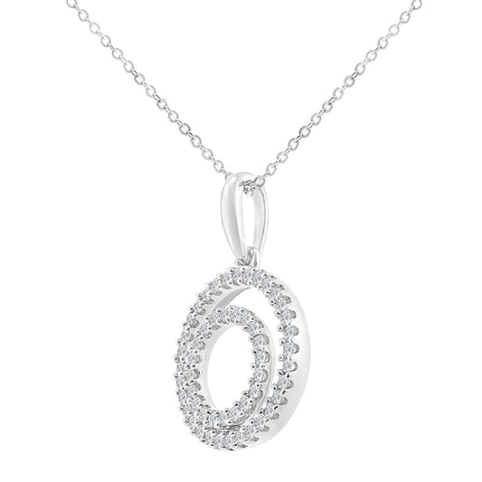 9ct White Gold 0.26ct Diamond Circle Pendant Necklace 18 inch - PP0AXL6004W