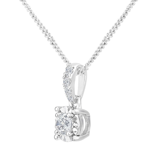 18ct White Gold 10pts Diamond 2pts Solitaire Pendant Necklace 18" - PP0AXL6125W18