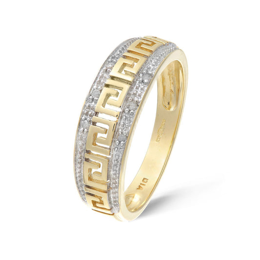 9ct Gold Round 3pts Diamond Greek Key Eternity Ring 2.5mm - PR0AXL2320Y