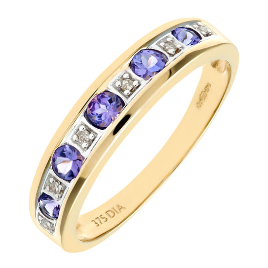 9ct Gold 2pts Diamond 1/3ct Tanzanite Channel Eternity Ring 2.5mm - PR0AXL3027YTanz