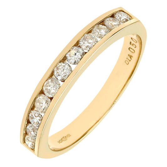 9ct Gold 1/2ct Diamond 11 Stone Channel Set Eternity Ring 2.5mm - PR0AXL3633Y