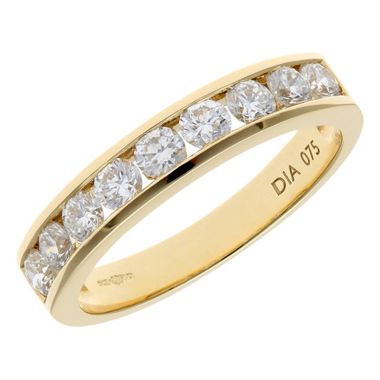 18ct Gold 3/4ct Diamond 9 Stone Channel Set Eternity Ring 3mm - PR0AXL3634Y18JPK