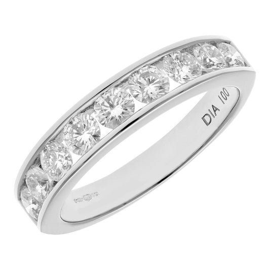 Platinum 1ct Diamond 9 Stone Channel Set Half Eternity Ring 3mm - PR0AXL3635PTHSI
