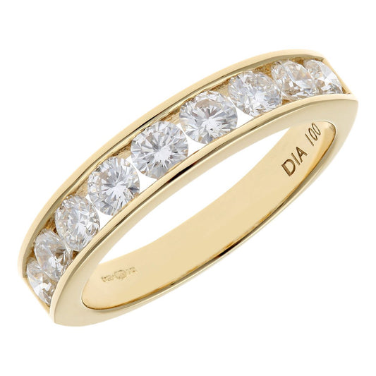 18ct Gold 1ct Diamond 9 Stone Channel Set Half Eternity Ring 3mm - PR0AXL3635Y18HSI