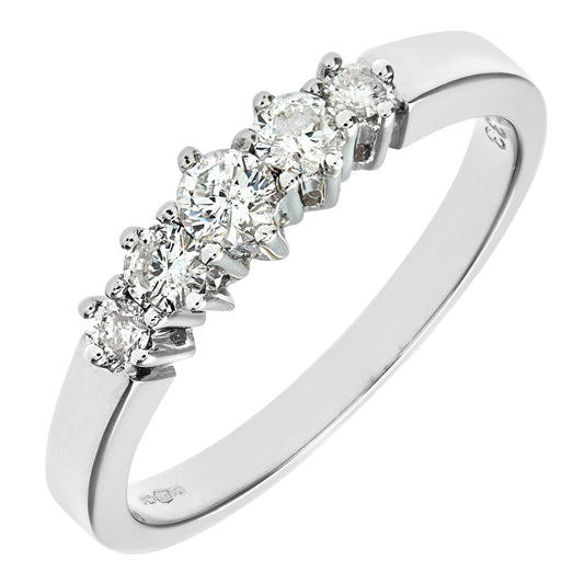 9ct White Gold 1/3ct Diamond Graduated 5 Stone Eternity Ring 2mm - PR0AXL3648W