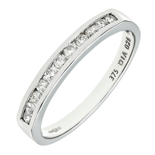 9ct White Gold 1/4ct Diamond 11 Stone Channel Eternity Ring 2mm - PR0AXL3698W