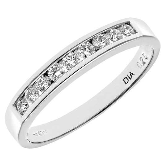 18ct White Gold 1/4ct Diamond 9 Stone Channel Eternity Ring 2.5mm - PR0AXL3699W18HSI