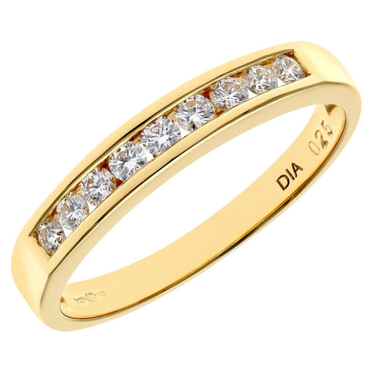 18ct Gold 1/4ct Diamond 9 Stone Channel Set Eternity Ring 2.5mm - PR0AXL3699Y18JPK