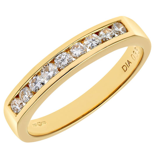 18ct Gold 1/3ct Diamond 9 Stone Channel Set Eternity Ring 2.5mm - PR0AXL3700Y18JPK