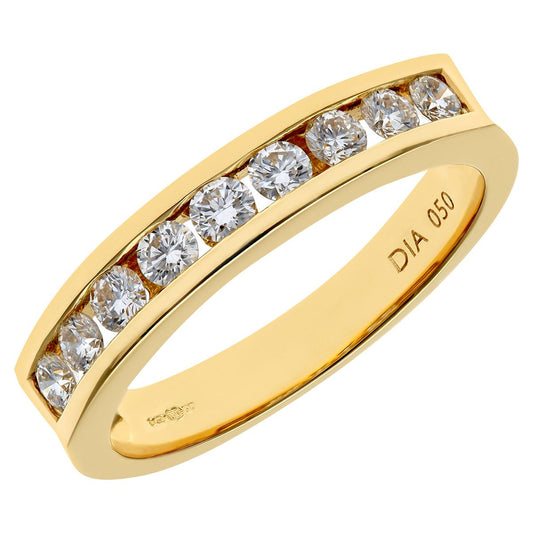 18ct Gold 1/2ct Diamond 9 Stone Channel Set Eternity Ring 3mm - PR0AXL3701Y18HSI