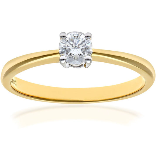 18ct Gold Round 1/4ct Diamond 4 Claw Solitaire Engagement Ring - PR0AXL4305Y18HSI